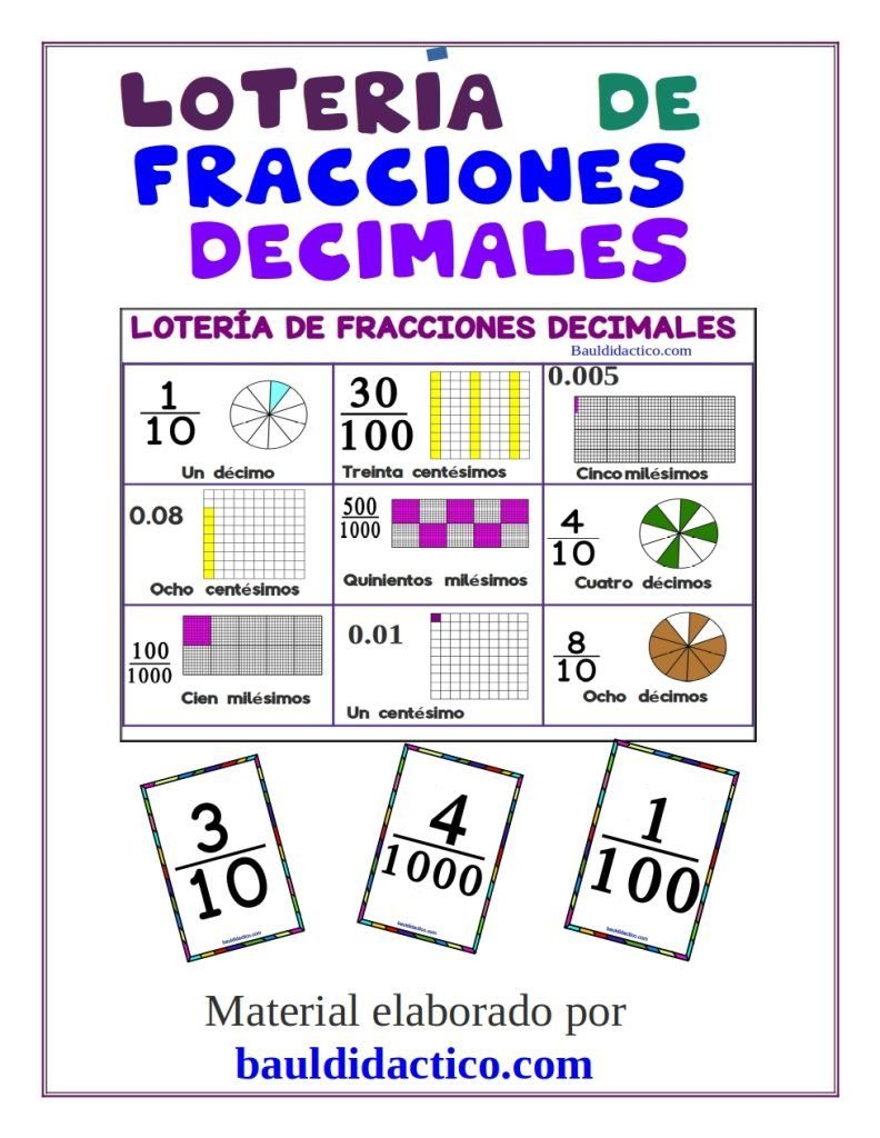 Lotería de fracciones decimales