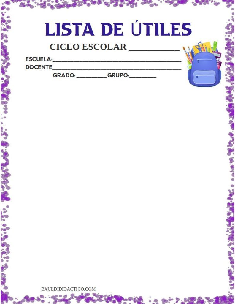 Plantillas de útiles escolares