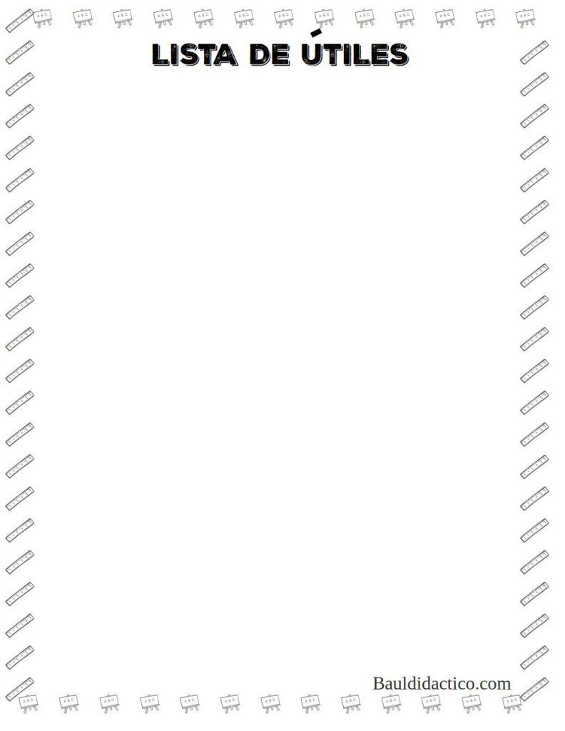 plantilla de lista de útiles escolares