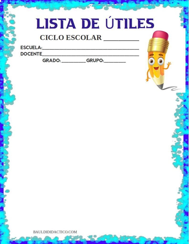 Plantillas de útiles escolares