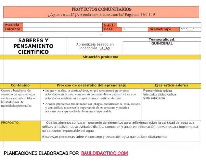 Planeaciones 5to ¿Agua virtual? ¡Aprendamos a consumirla?
