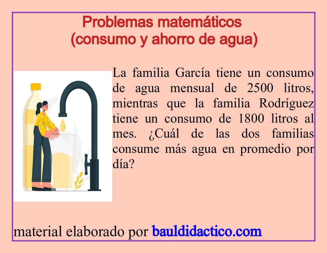 Problemas matemáticos (consumo y ahorro de agua)