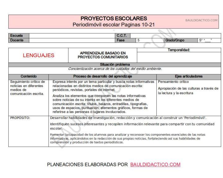 Planeaciones 5to- Periodimóvil escolar