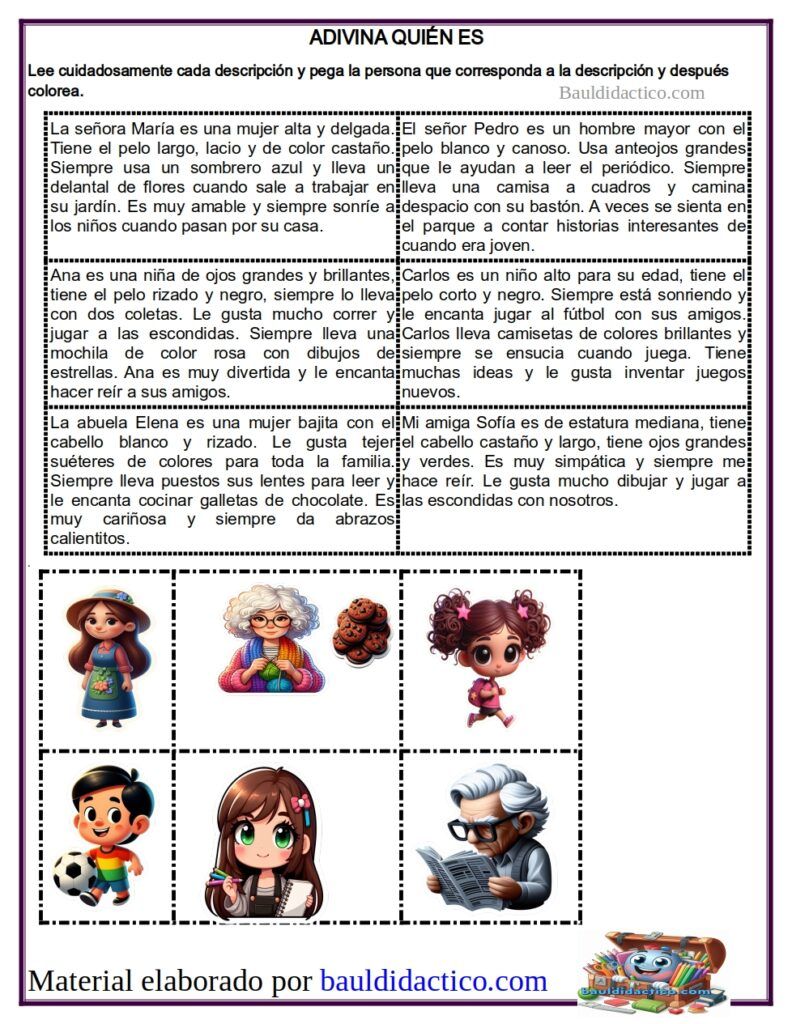 Descripciones de personas "Adivina quién es"