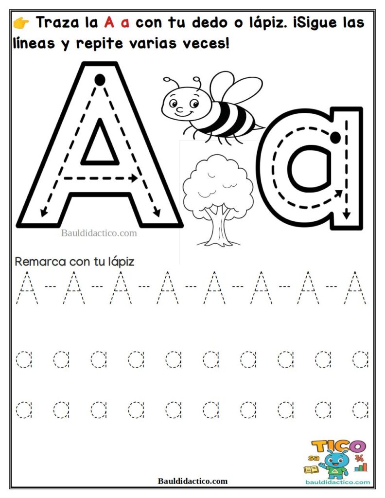  Remarca la letra que empiezan con la letra A