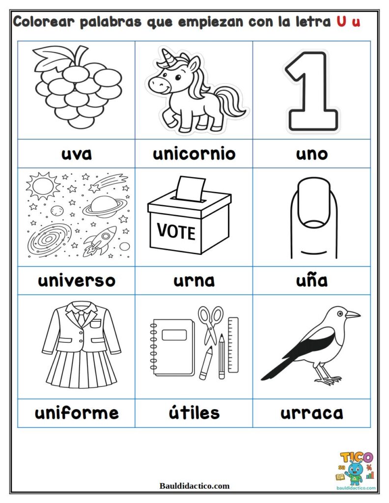 Letra U (actividades y juegos)