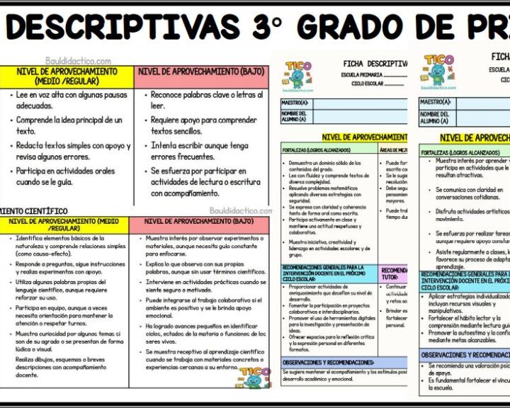 Ficha descriptiva tercer grado de primaria