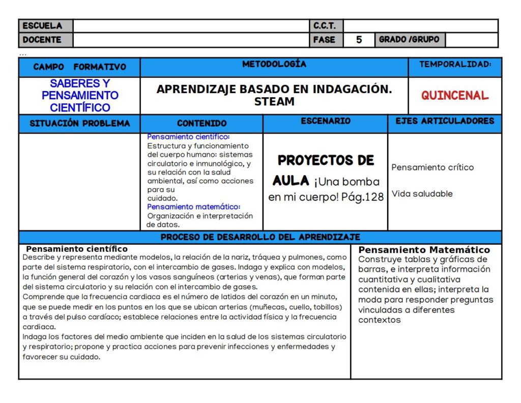 Proyecto de aula “¡Una bomba en mi cuerpo!”