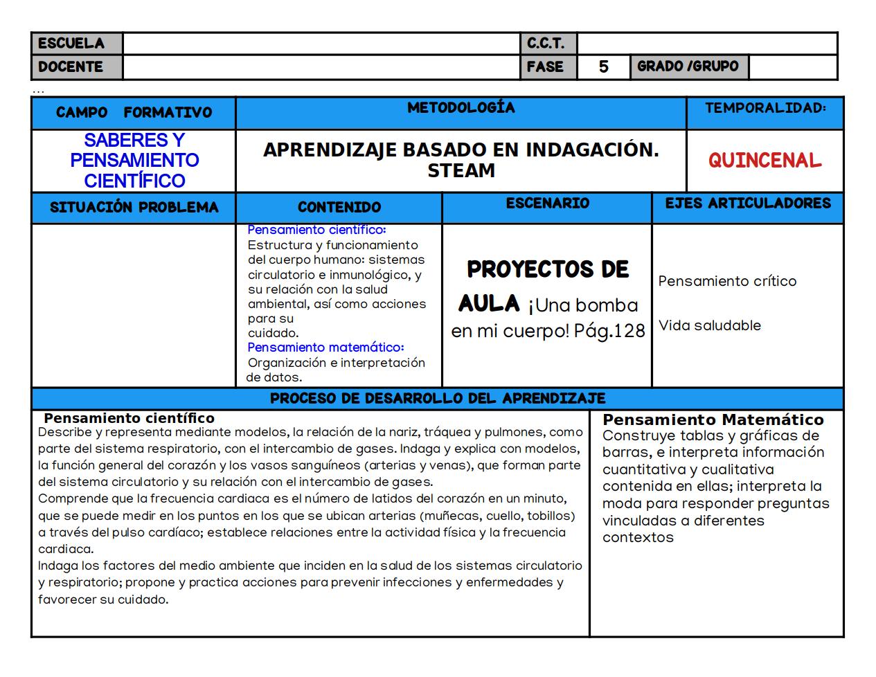 Proyecto de aula “¡Una bomba en mi cuerpo!”