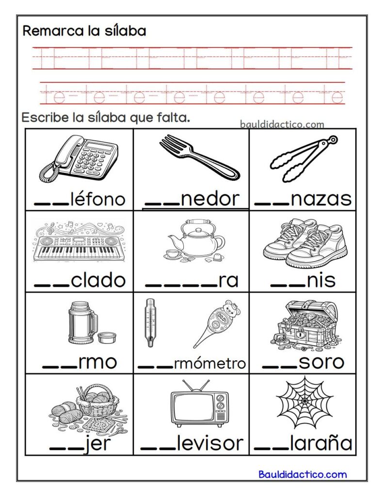 actividades de la letra T para imprimir