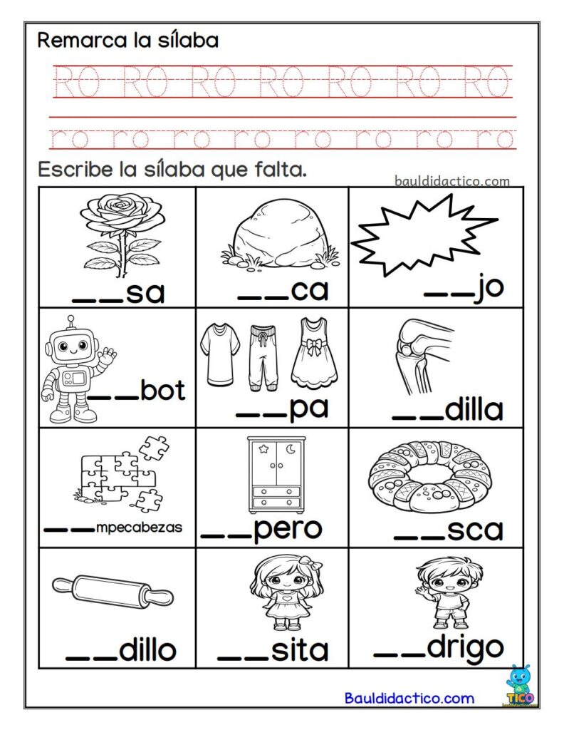 Letra r, palabras que empiezan con ro