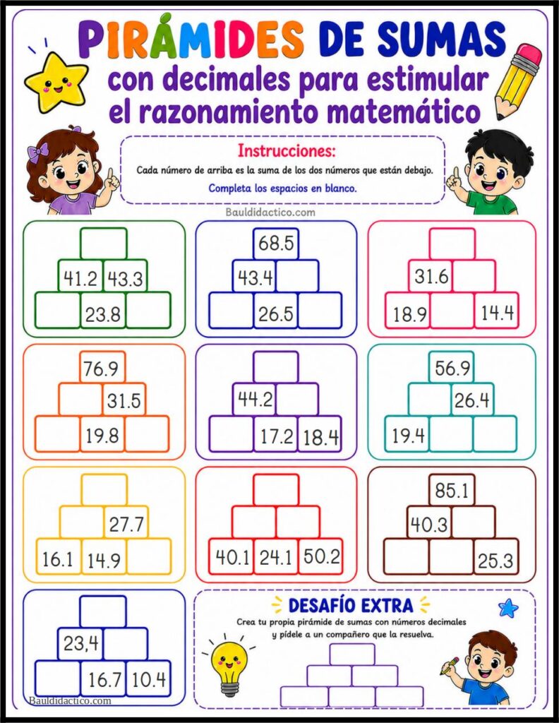 Pirámides de Sumas con Punto Decimal 