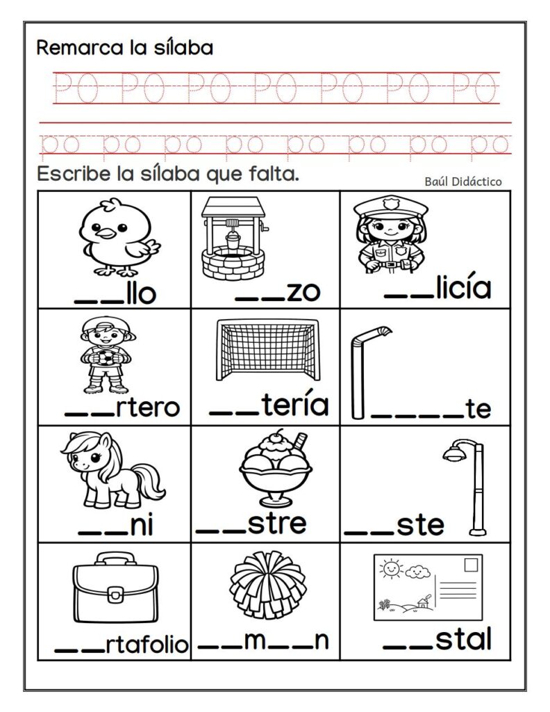 Letra  P - Palabras que comienzan con PO