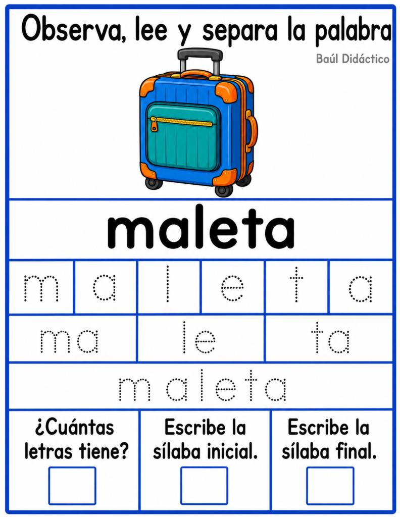 Letra M: Observa, lee y separa la palabra