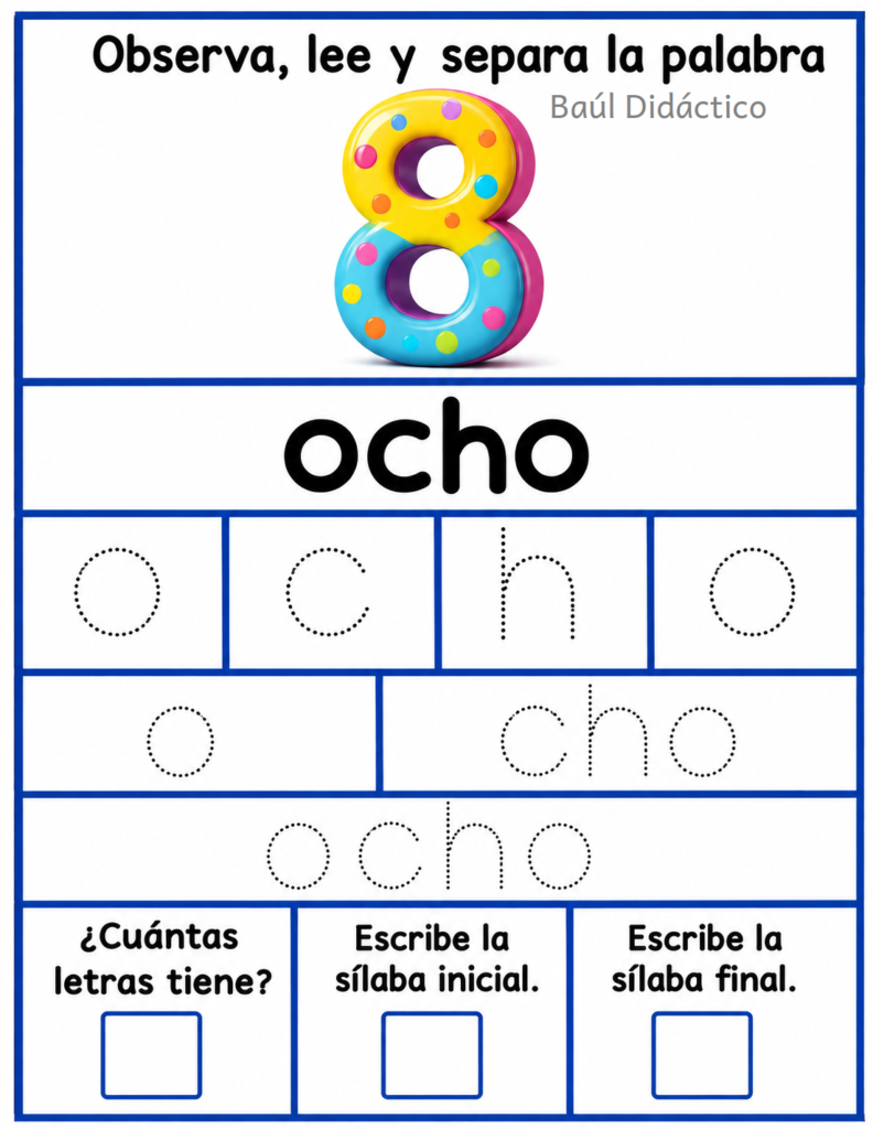 Letra O: Observa, lee y separa la palabra